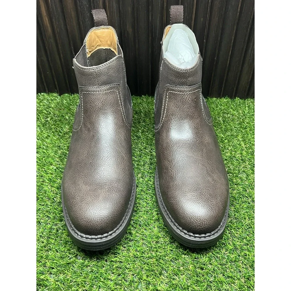 Size 12 M - Dockers Truman Plain Toe Chelsea Dark Brown Boots Stain Defender